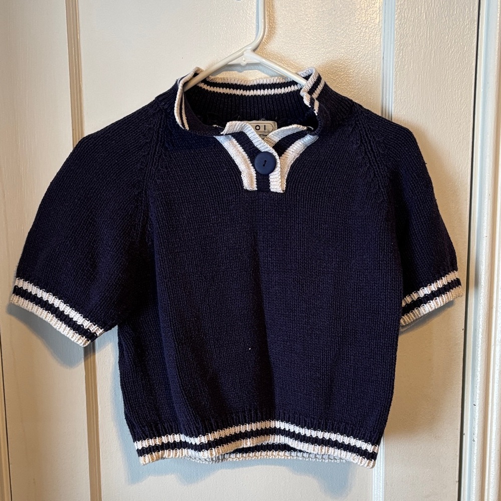 Source Unknown Navy and White Kids Sweater